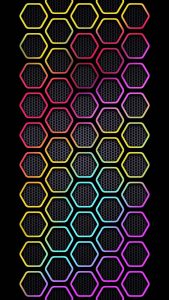 Neon Hexagon Texture iPhone Wallpaper HD