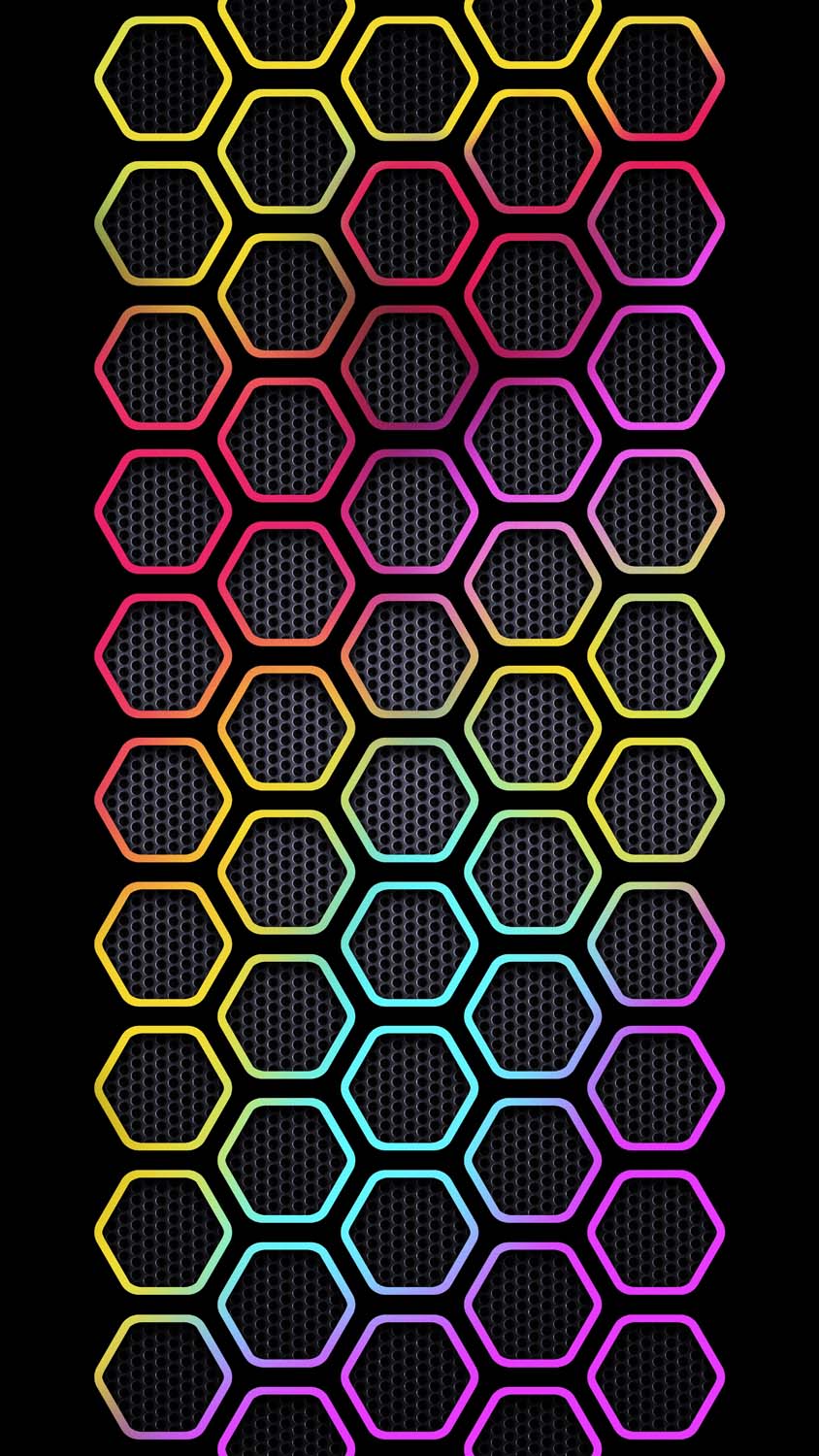 Neon Hexagon Texture iPhone Wallpaper HD