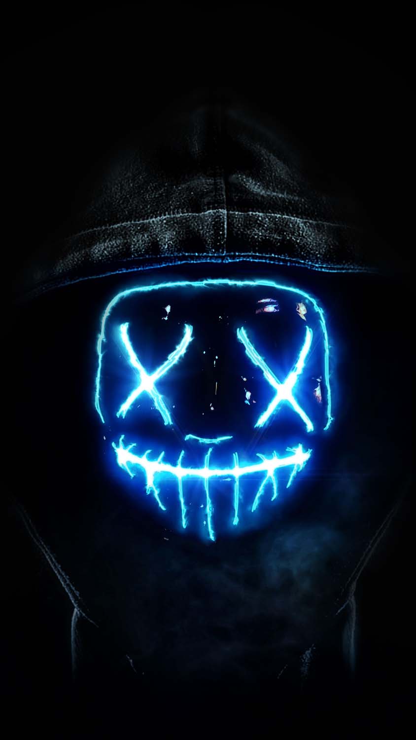 Neon Stitched Mask iPhone Wallpaper HD