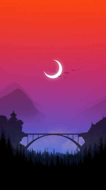 Night Moon Bridge iPhone Wallpaper HD