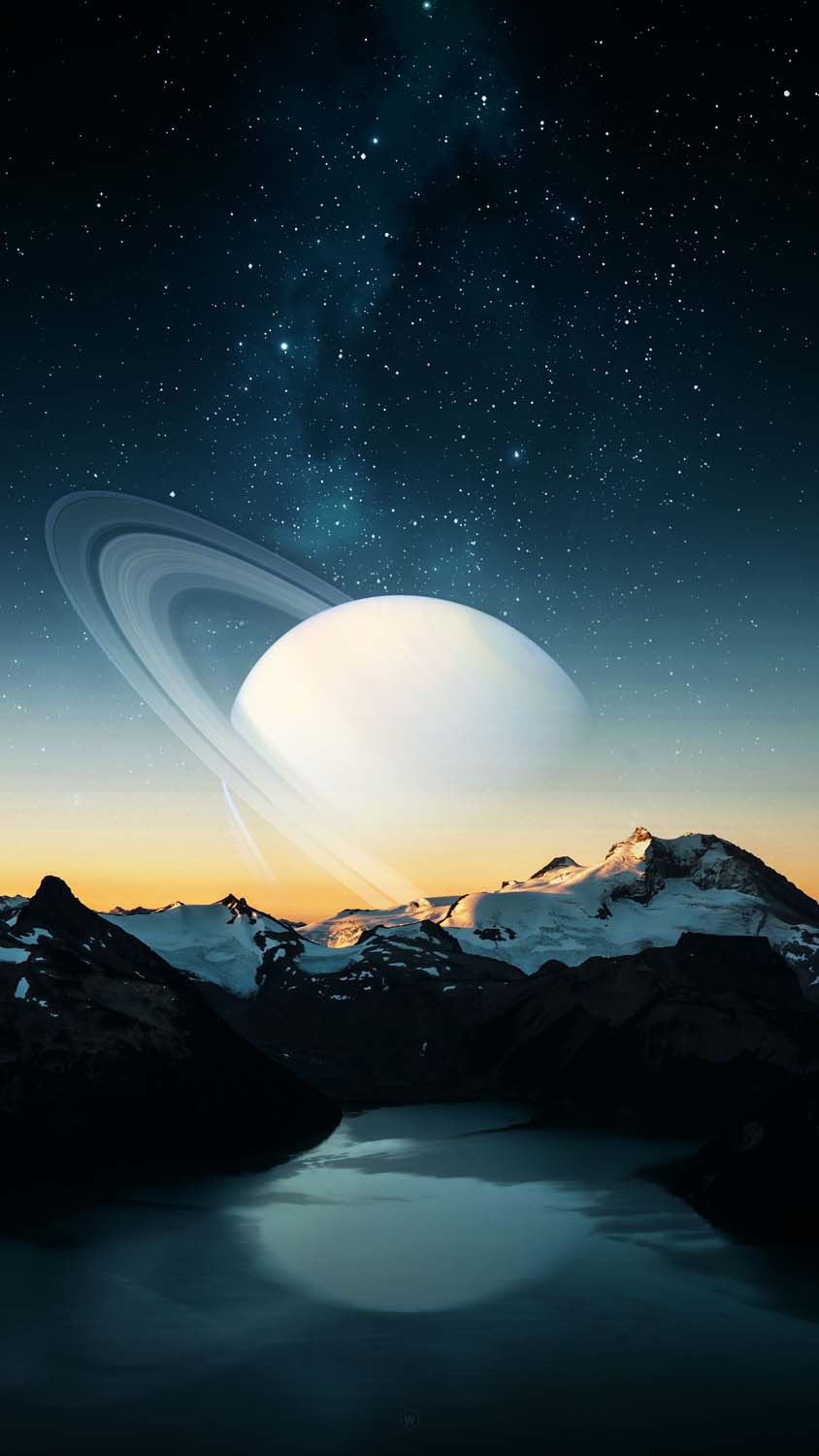Saturn View from Mountains iPhone Wallpaper HD