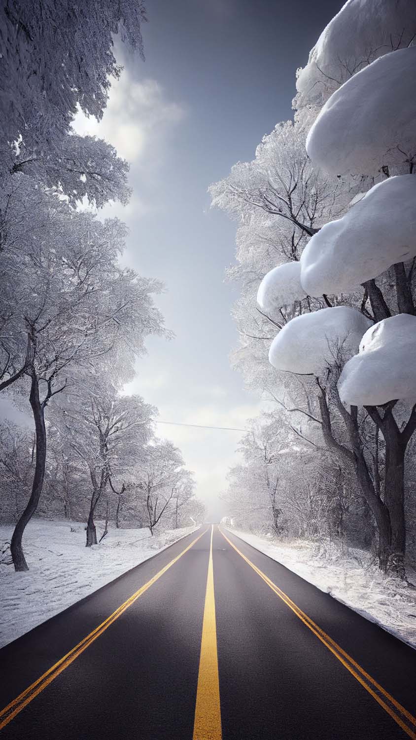 Snow Road iPhone Wallpaper HD