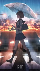 Walking in Rain Anime iPhone Wallpaper HD