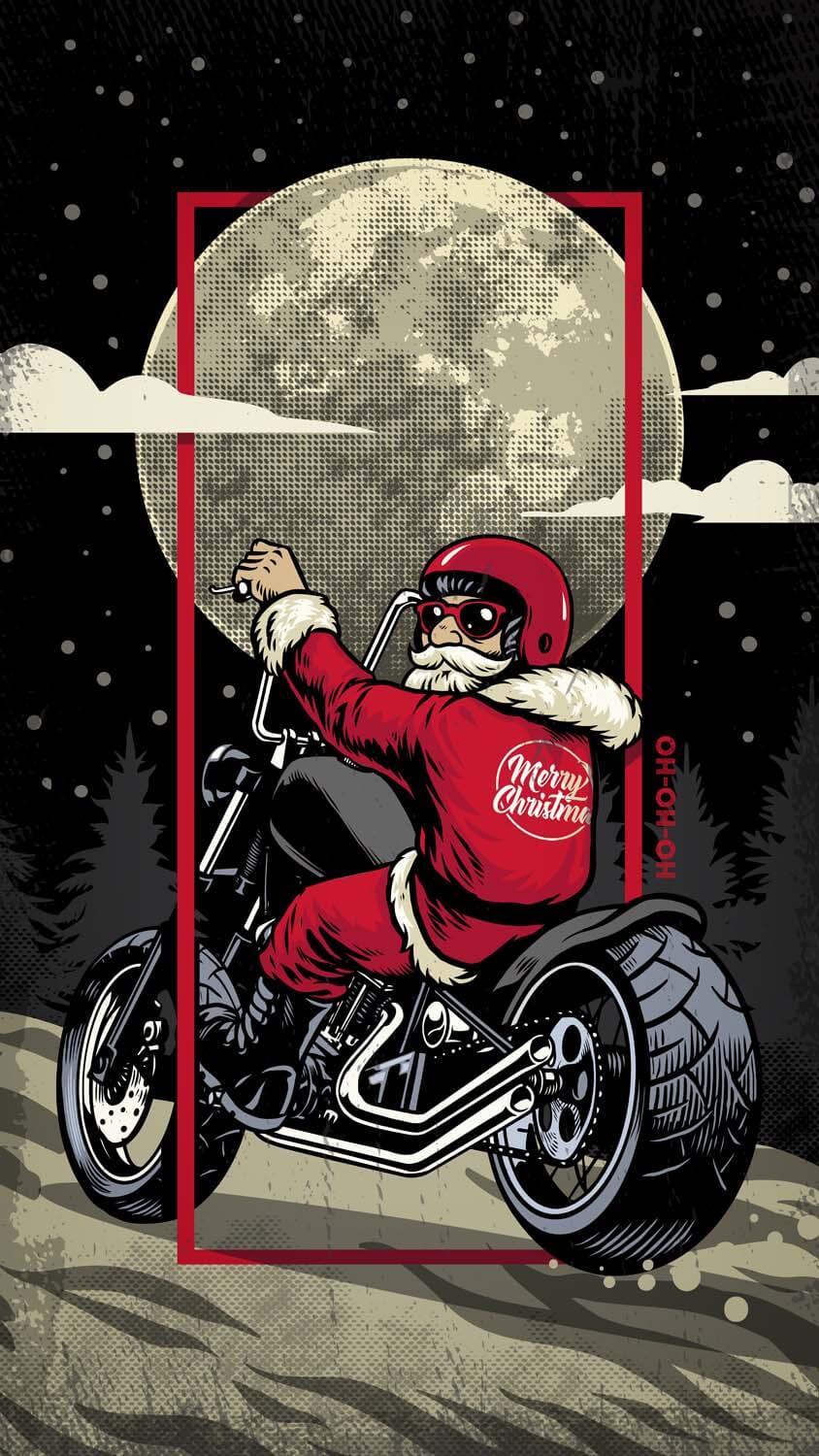 Biker Santa Claus iPhone Wallpaper HD