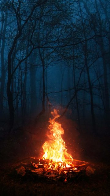 Camping and Fire iPhone Wallpaper HD