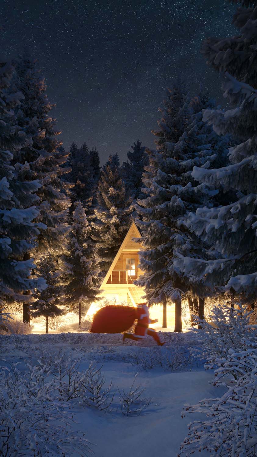 Christmas House Santa iPhone Wallpaper HD