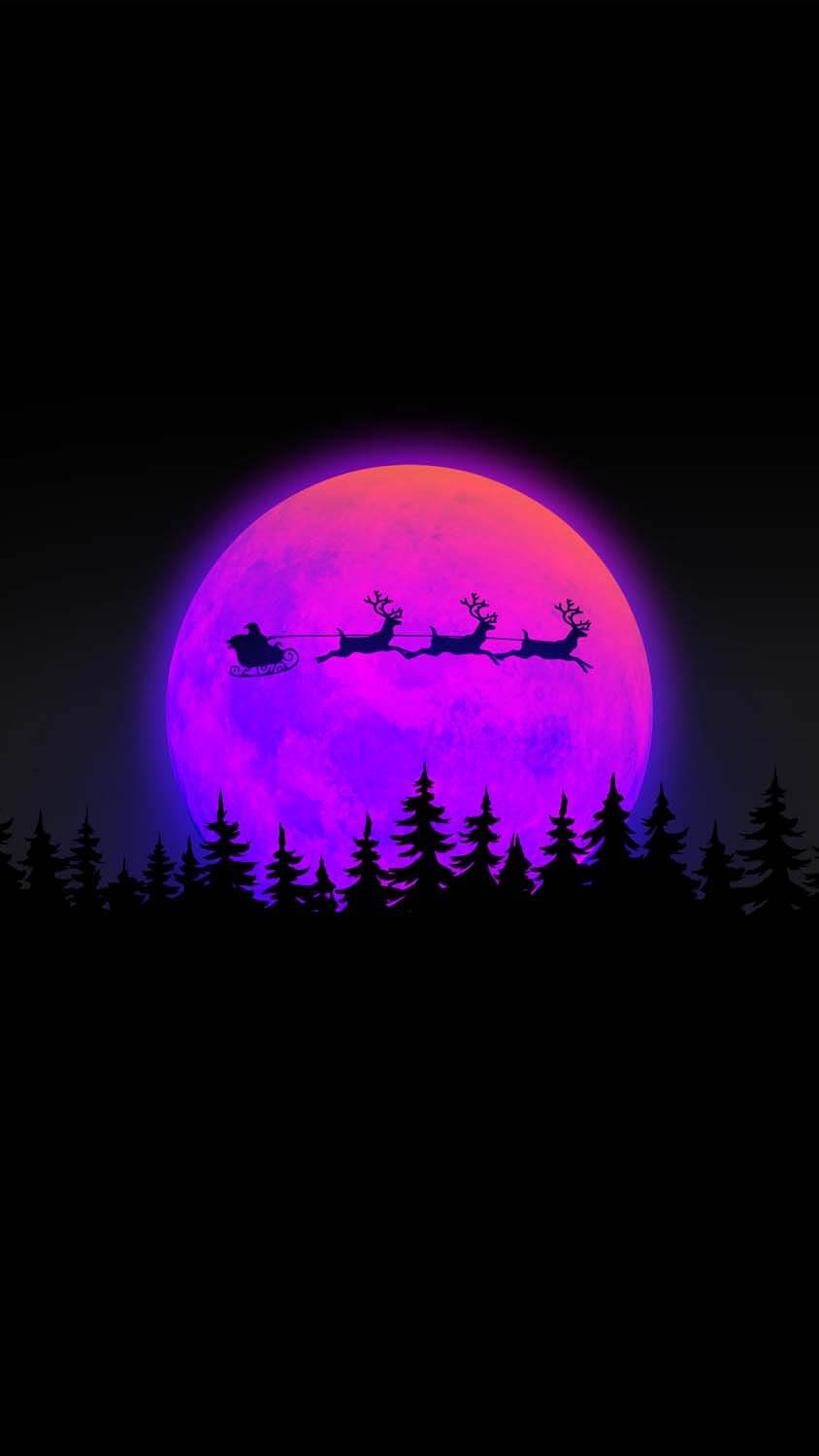 Christmas Moon Santa 4K iPhone Wallpaper HD