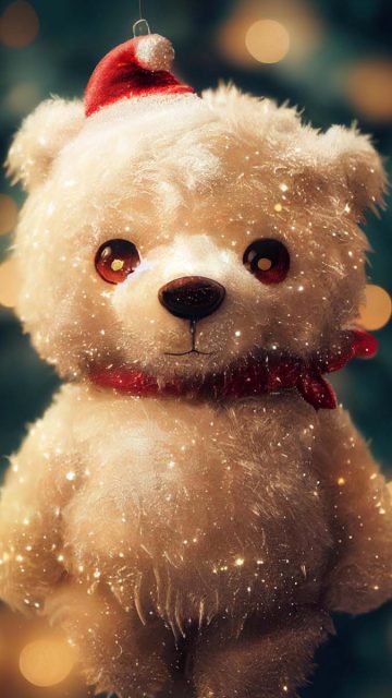 Christmas Teddy Bear iPhone Wallpaper HD