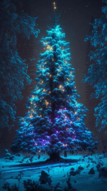 Christmas Tree Night Glow iPhone Wallpaper HD