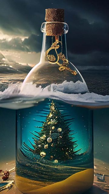 Christmas in Bottle iPhone Wallpaper HD