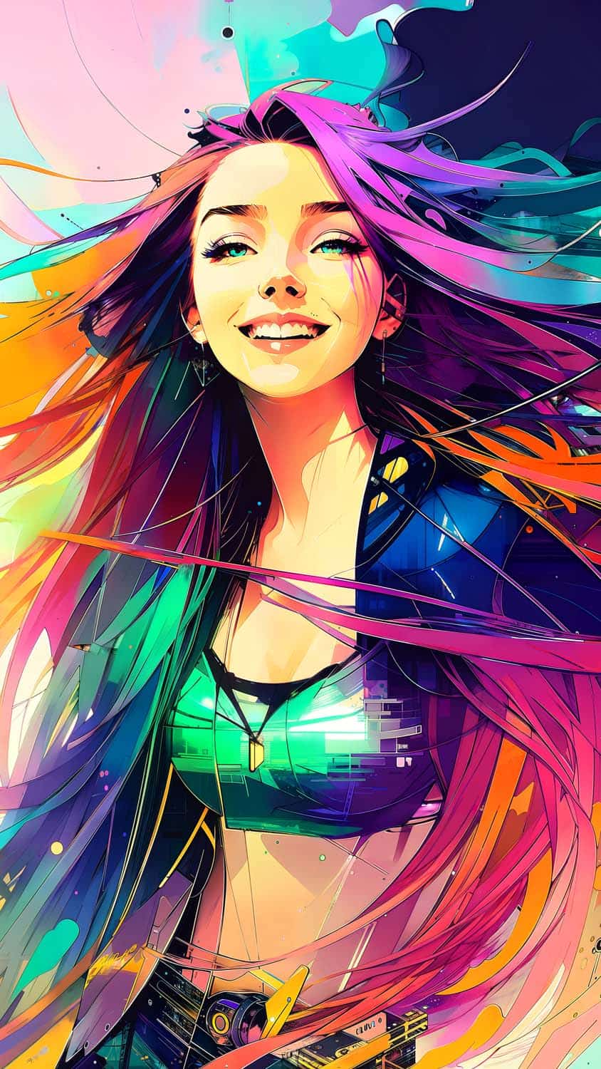 Colorful Girl iPhone Wallpaper HD