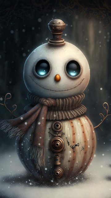 Cute Creepy Snowman iPhone Wallpaper HD