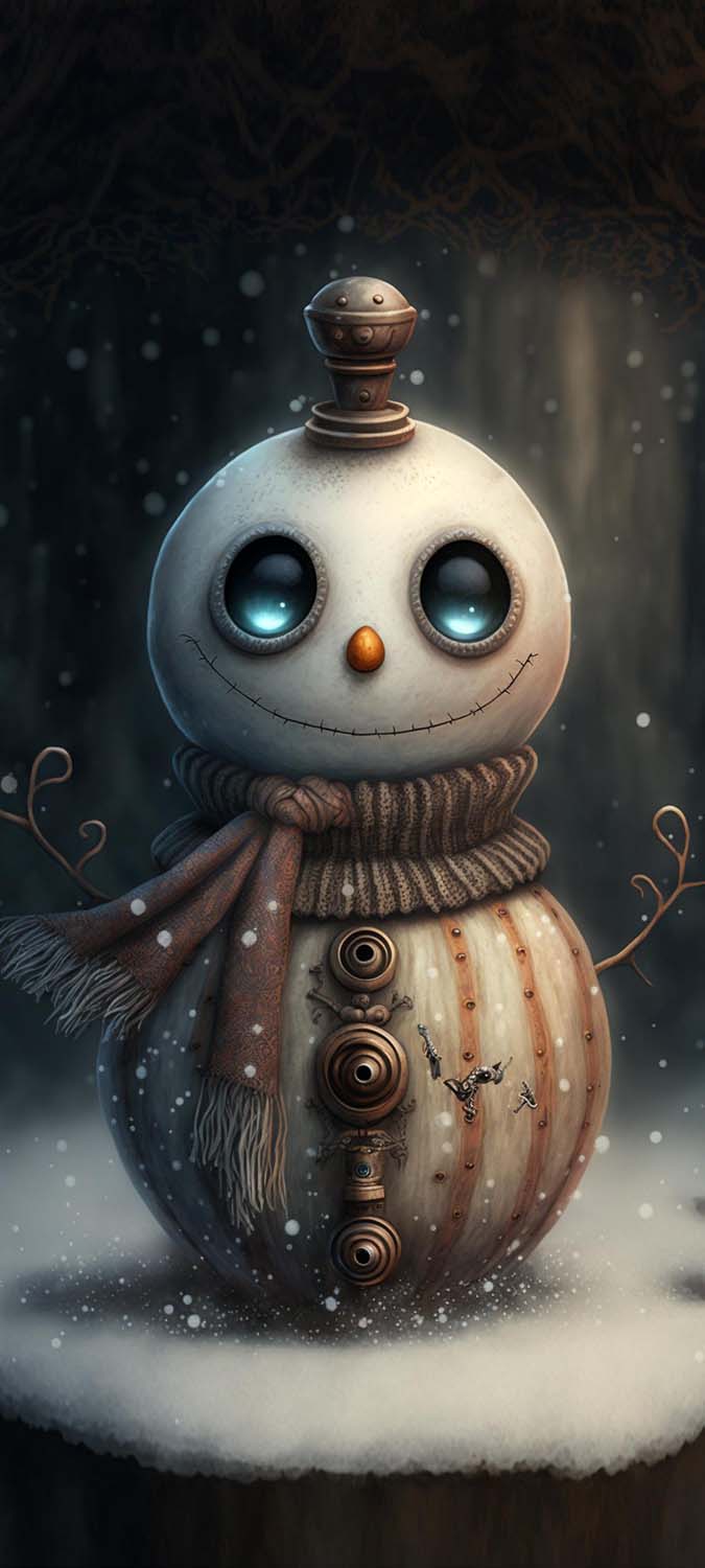 Cute Creepy Snowman iPhone Wallpaper HD