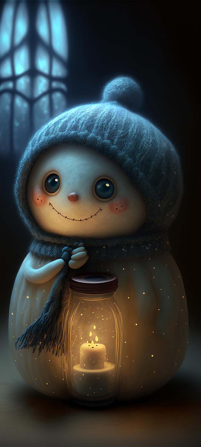 Cute Happy SnowMan iPhone Wallpaper HD