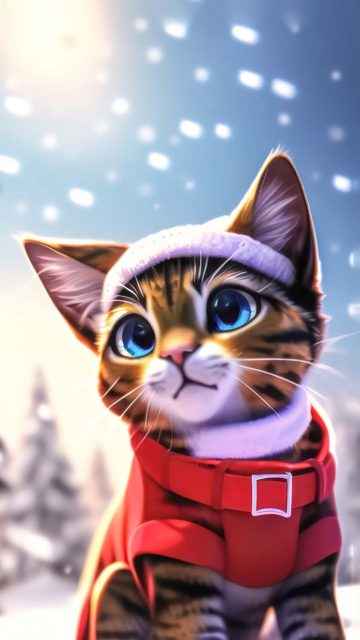 Cute Snow Cat iPhone Wallpaper HD