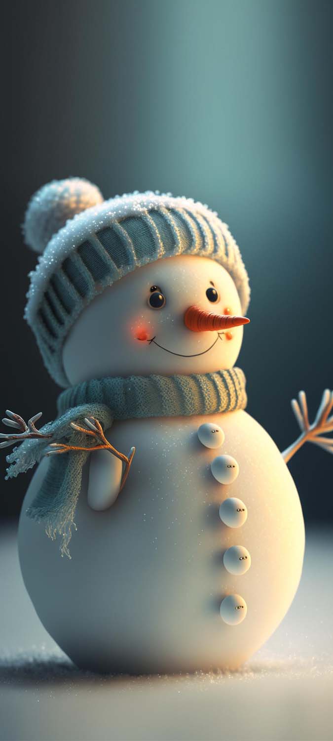 Cute Snowman 4K iPhone Wallpaper HD