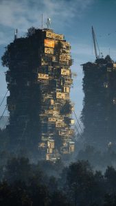 Future Slum Buildings iPhone Wallpaper HD