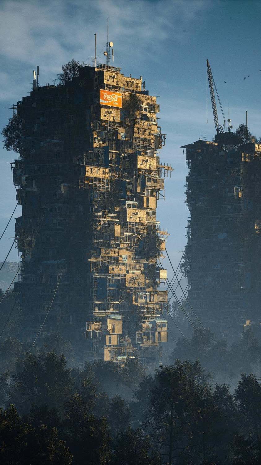 Future Slum Buildings iPhone Wallpaper HD