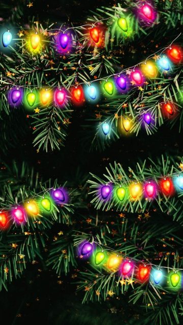 LED Lights Christmas Tree iPhone Wallpaper HD
