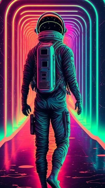 Neon Astronaut iPhone Wallpaper HD