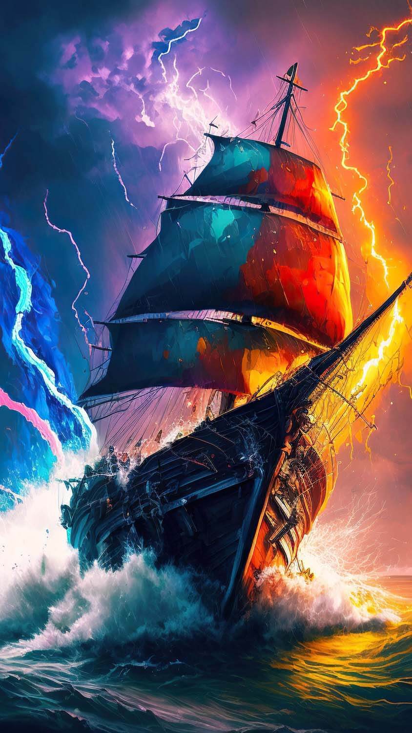 Ship in Storm iPhone Wallpaper HD