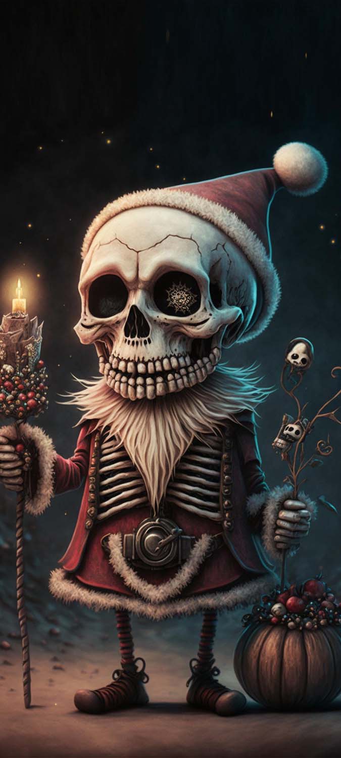 Skeleton Santa Claus iPhone Wallpaper HD