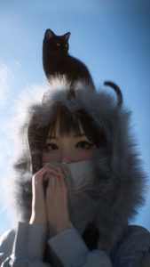 Snow Girl and Cat iPhone Wallpaper HD