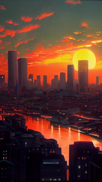 Sunset City iPhone Wallpaper HD