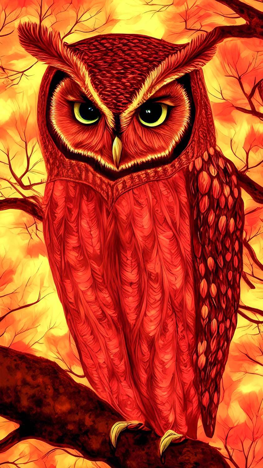 The Owl Painting iPhone Wallpaper HD
