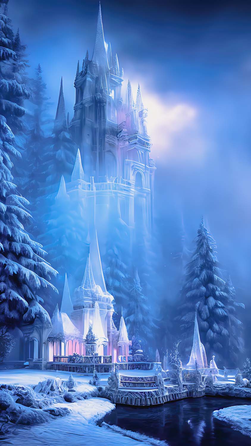 Winter Castle AI Art iPhone Wallpaper HD
