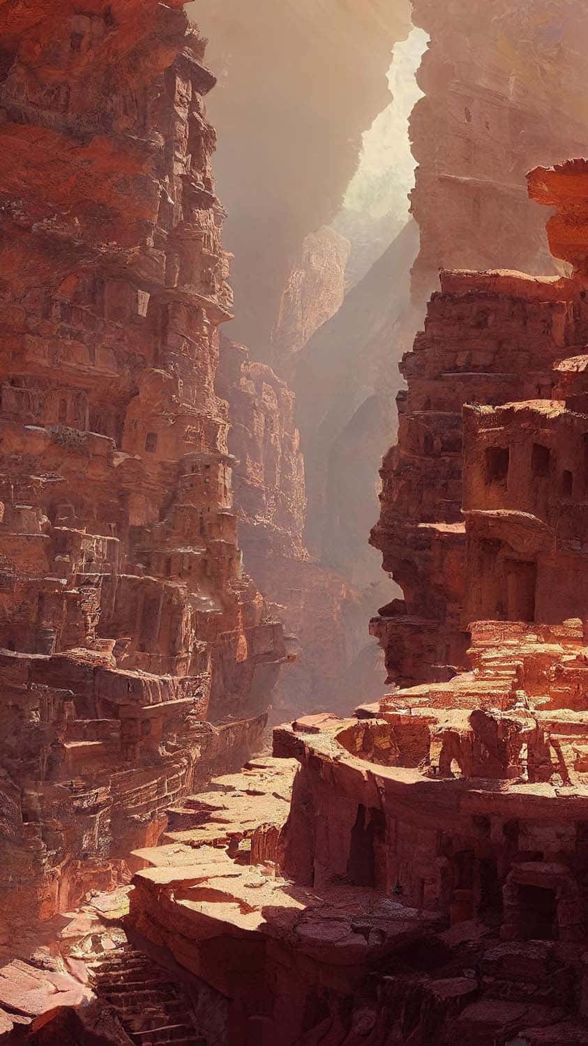 Canyon Settlement iPhone Wallpaper HD
