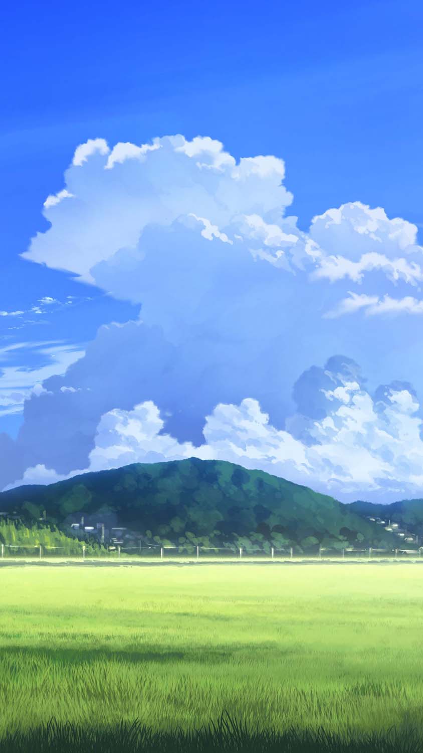 Cloudy Anime Nature iPhone Wallpaper HD