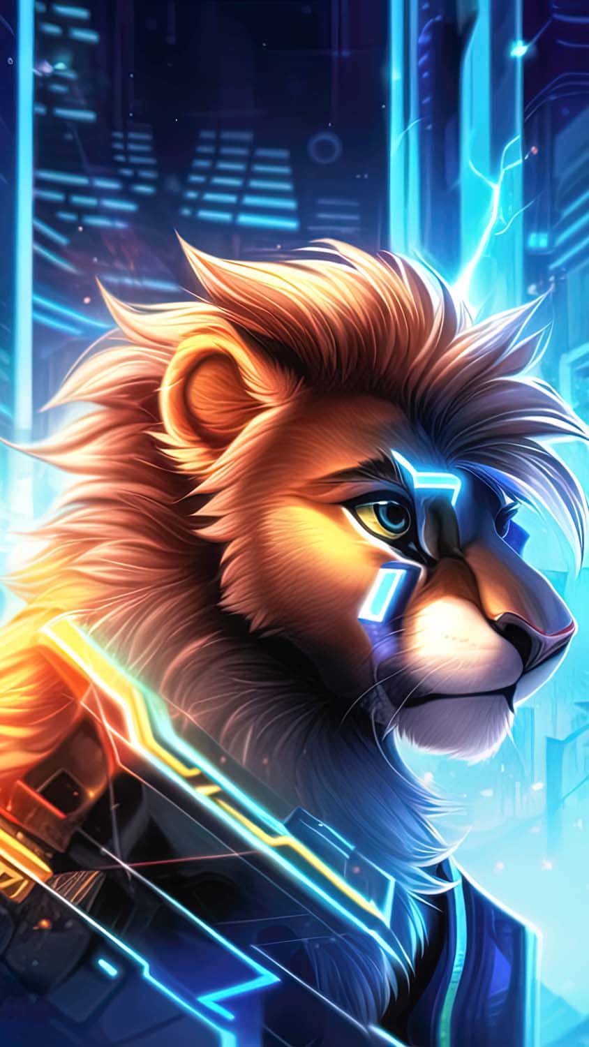 Cyberpunk Lion iPhone Wallpaper HD