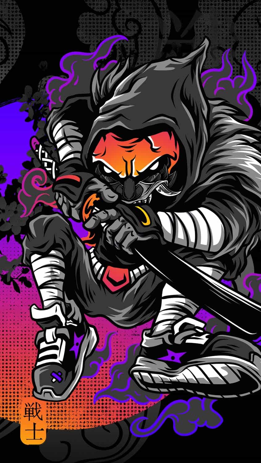 Cyberpunk Monster Ninja iPhone Wallpaper HD