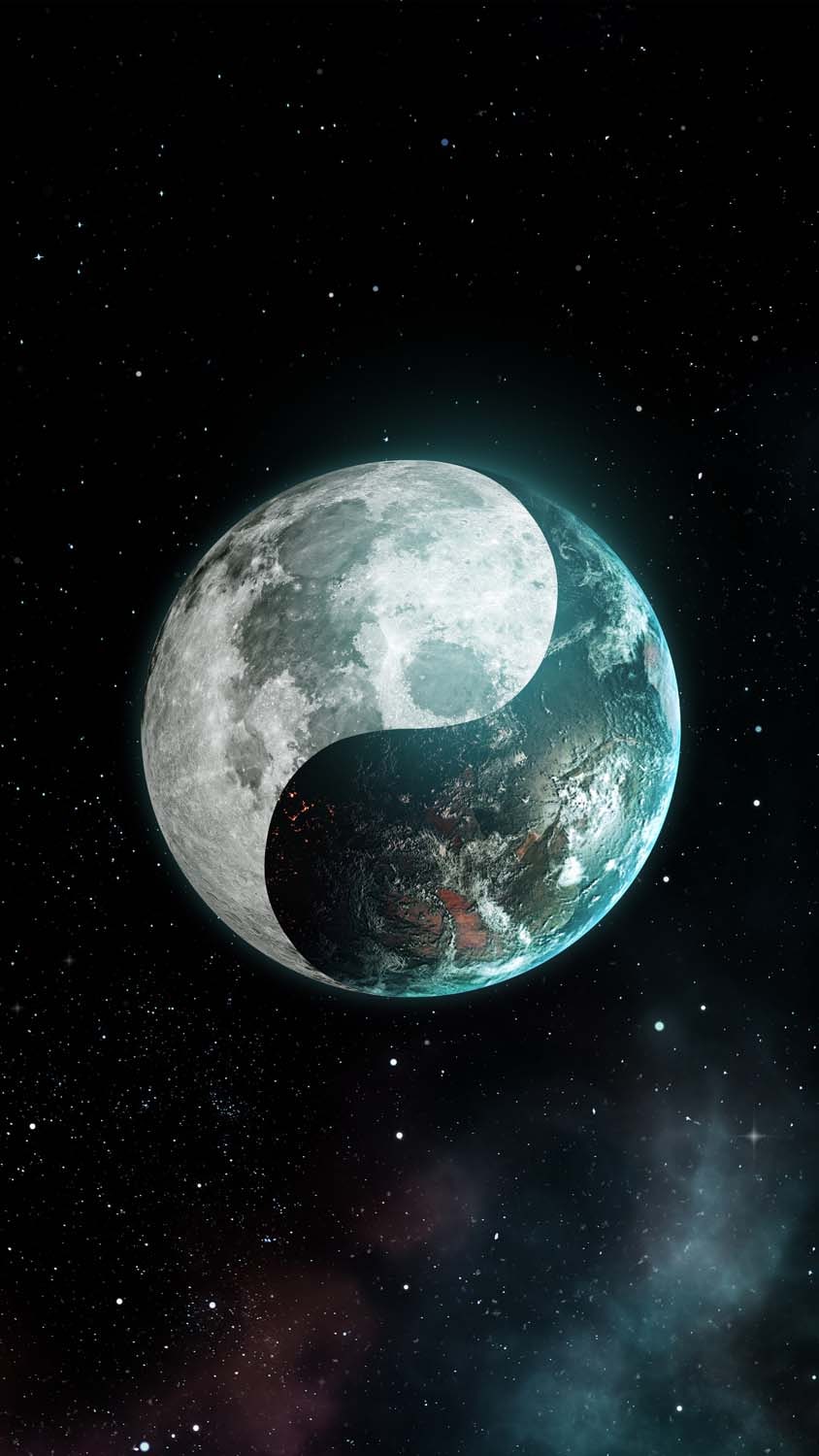 Earth Moon Yin Yang iPhone Wallpaper HD