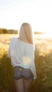 Girl Field Outdoors iPhone Wallpaper HD