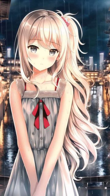 Golden Hairs Anime Girl iPhone Wallpaper HD