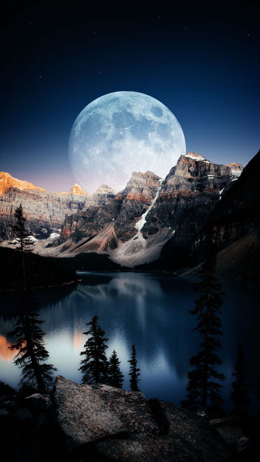 Lake Moon iPhone Wallpaper HD