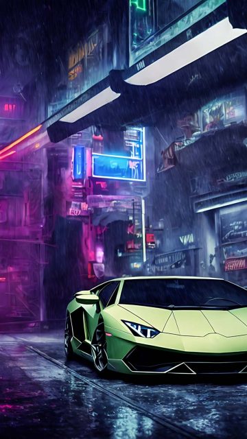 Lambo in Cyberpunk iPhone Wallpaper HD