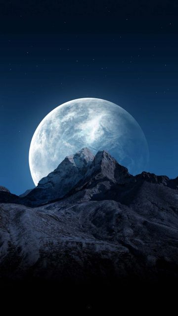Moon Behind Mountain iPhone Wallpaper HD