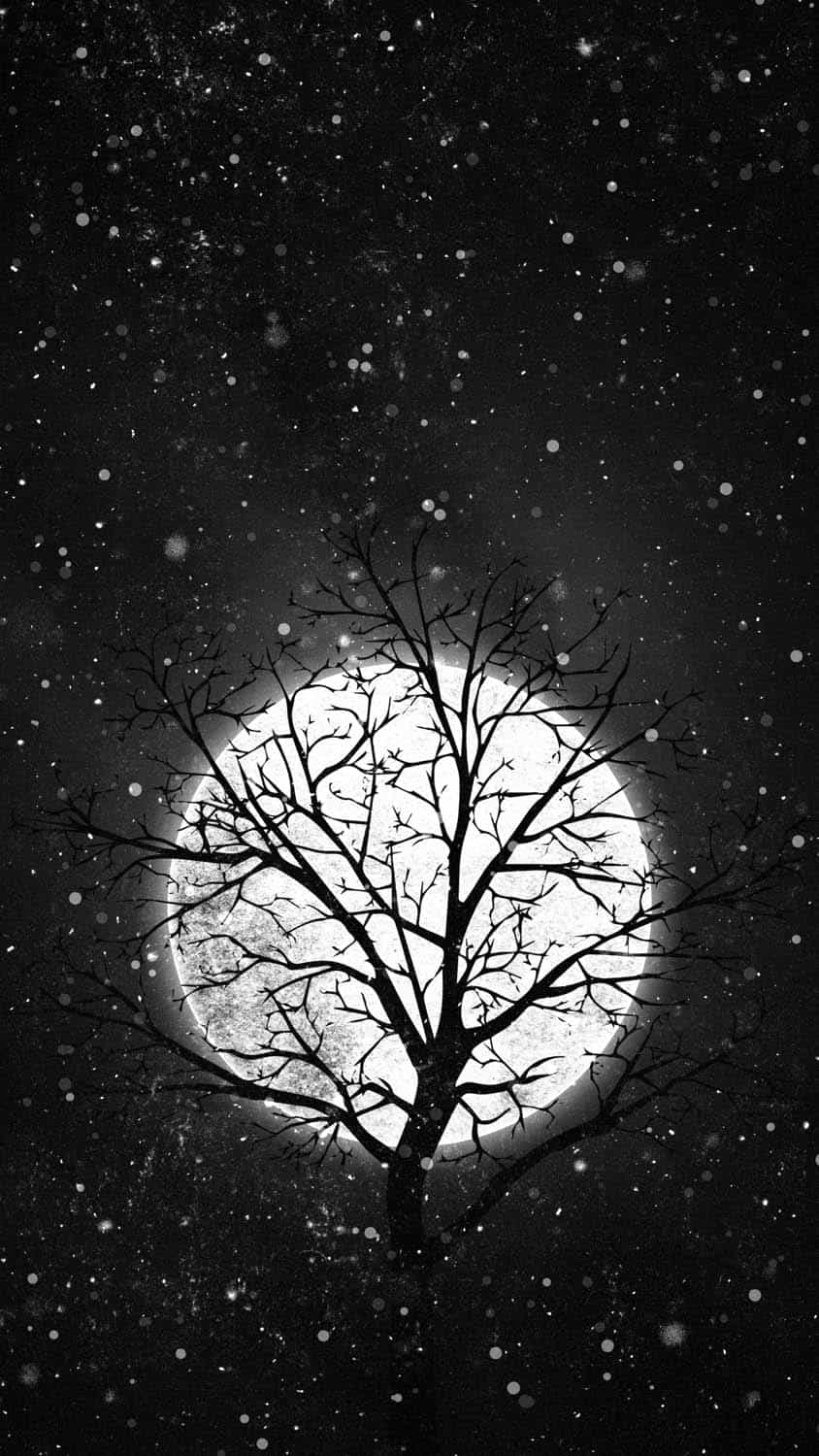 Moon Behind Tree iPhone Wallpaper HD