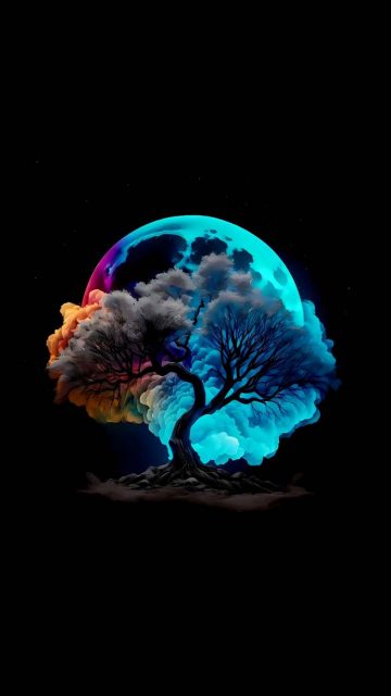 Moon Tree Amoled iPhone Wallpaper HD