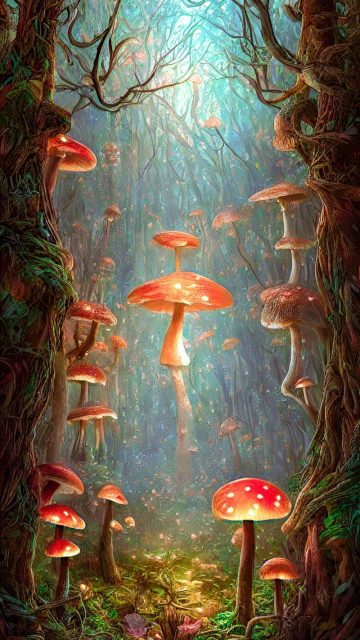 Mushroom Forest iPhone Wallpaper HD