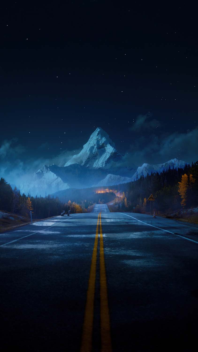Night Road Ice Tops iPhone Wallpaper HD