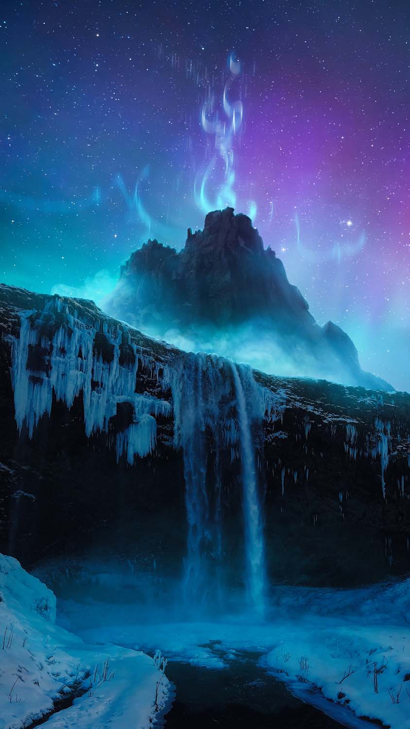Northern Lights Waterfall iPhone Wallpaper HD