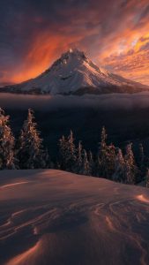 Oregon Snow Mountains USA iPhone Wallpaper HD