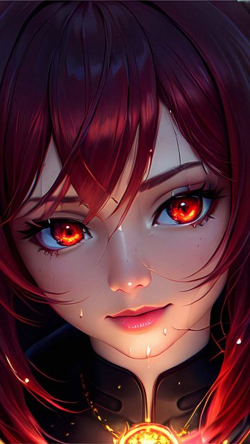 Red Eye Anime Girl iPhone Wallpaper HD