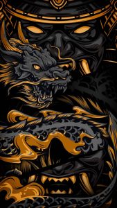 Samurai vs Dragon iPhone Wallpaper HD