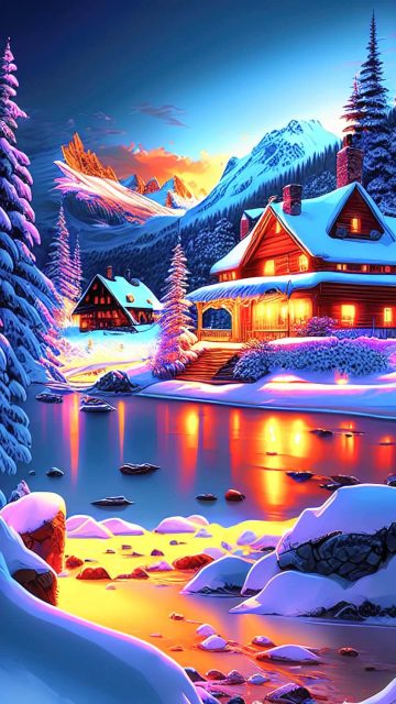 Scenic View in Snow iPhone Wallpaper HD