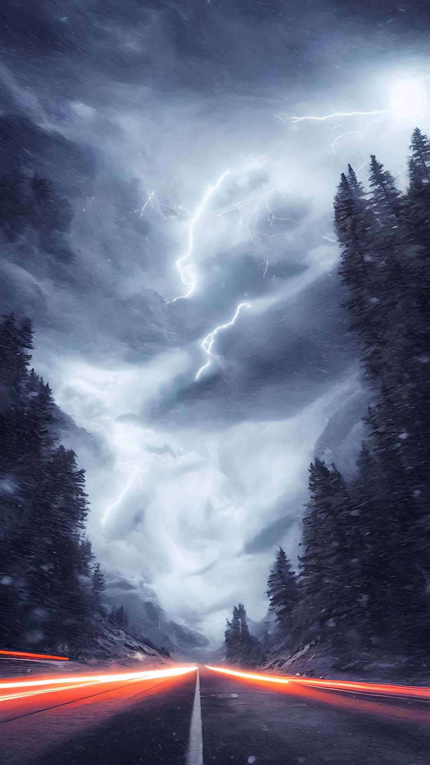 Snow Storm Road iPhone Wallpaper HD
